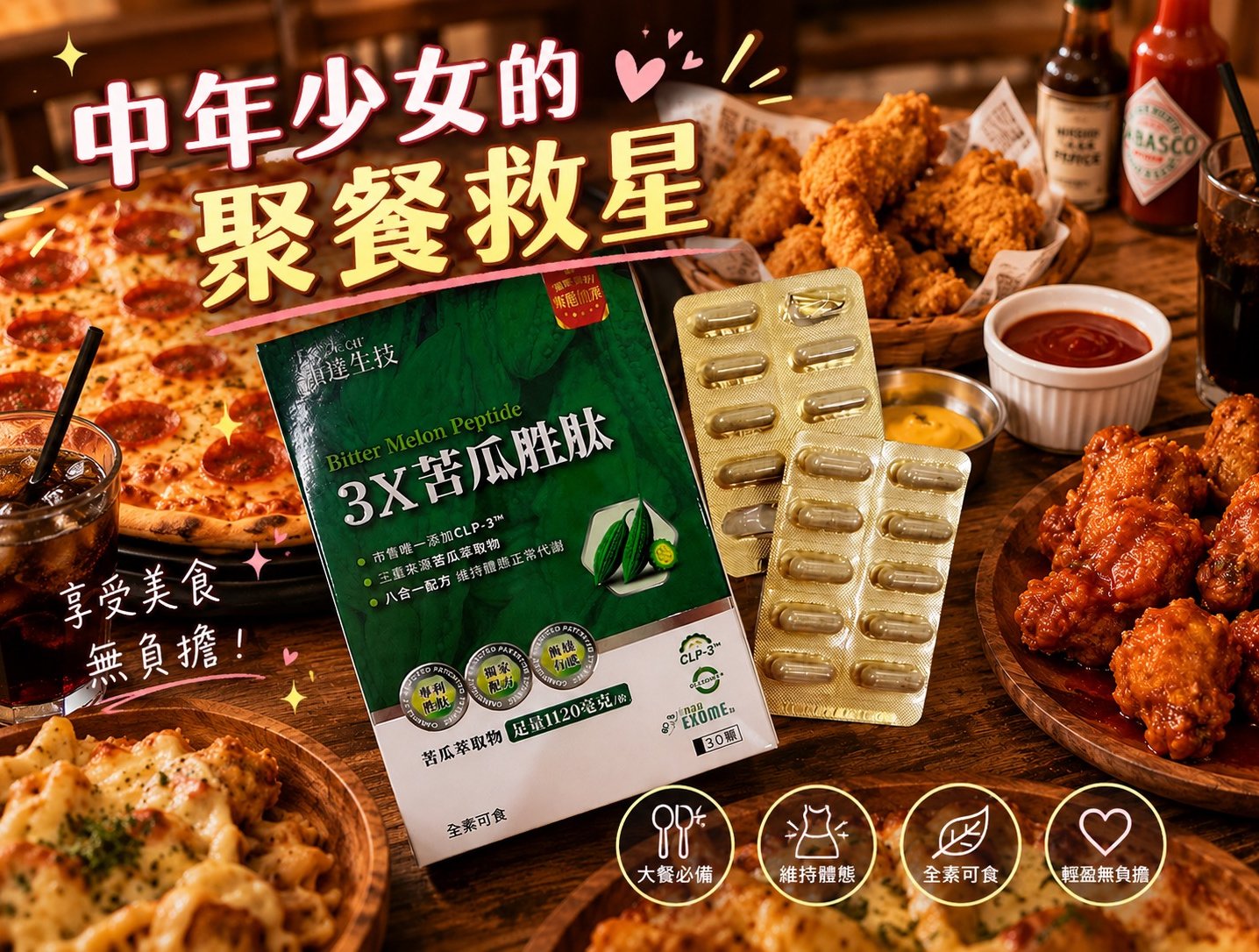 【EnDear穎達生技】戒不掉手搖與聚餐？3X苦瓜胜肽：給中年少女的代謝救星